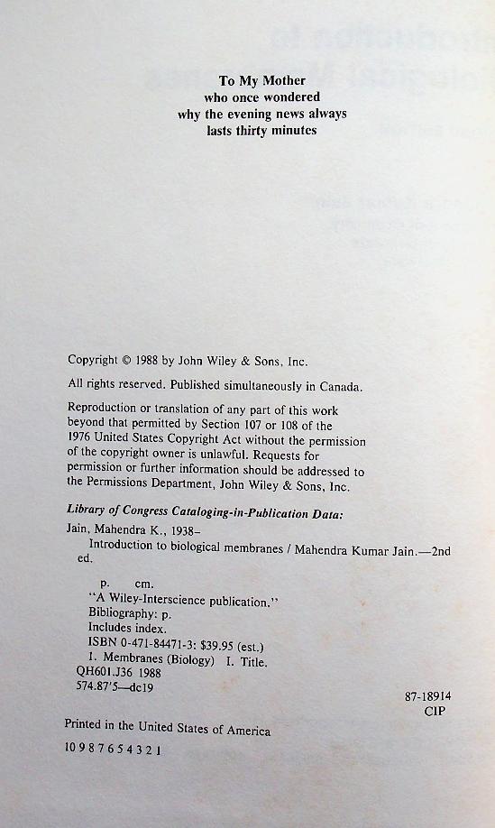 INTRODUCTION TO BIOLOGICAL MEMBRANES