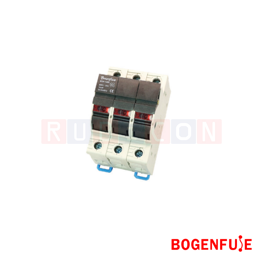 BOGENFUSE BFM-103N 3P 32A ตลับใส่ฟิวส์รุ่นมีแล้มป์ ขนาด 10x38 มม. 690V gL10 (CYLINDER FUSE HOLDER)