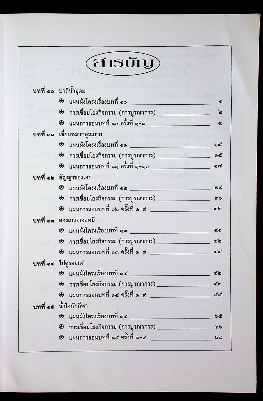 แผนการสอน วิชาภาษาไทย แบบบูรณาการ ชั้นประถมศึกษาปีที่ ๓ ภาคเรียนที่ ๒