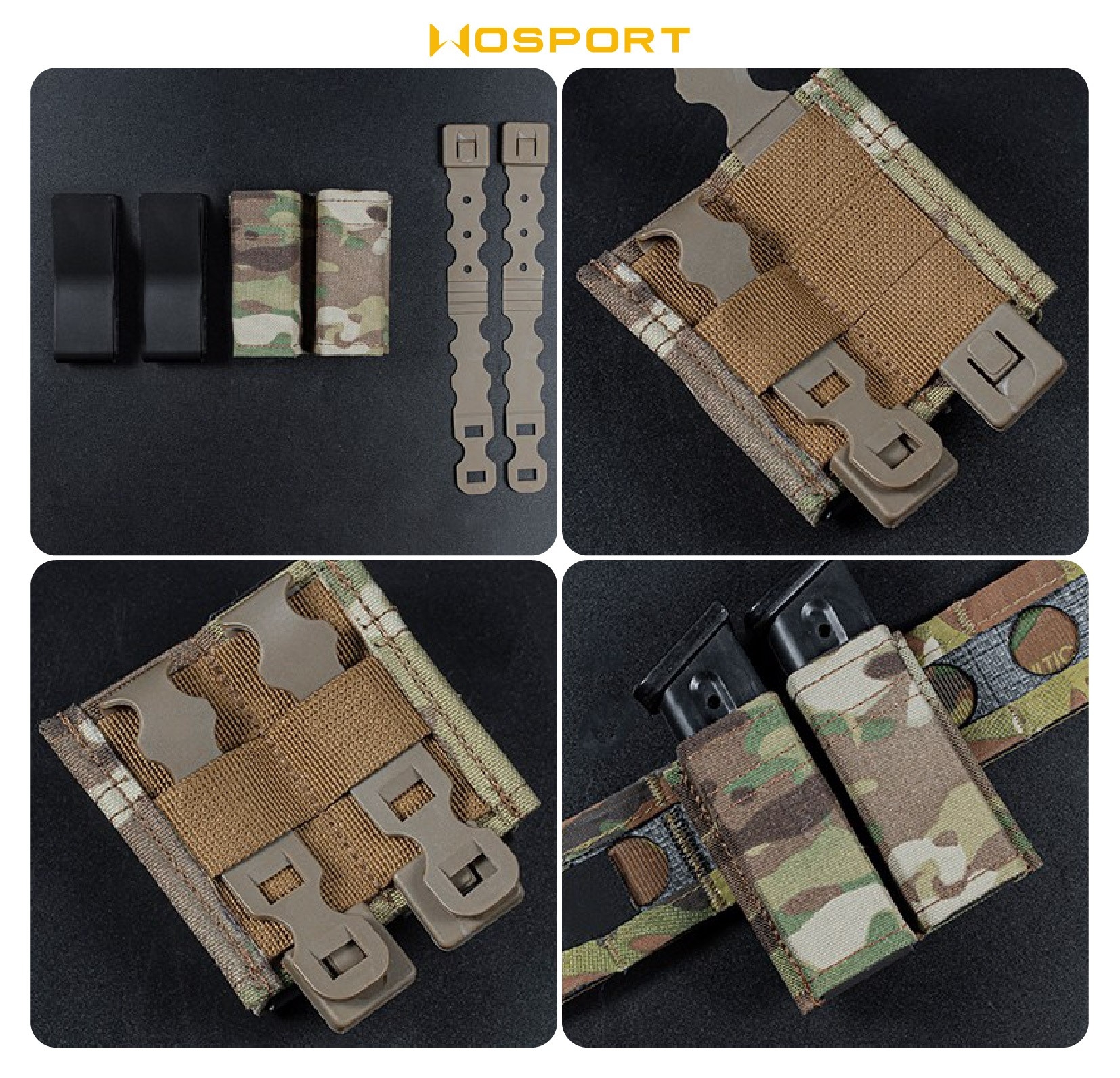 🇹🇭 1130 ไทยแลนด์ แทคติคอล ซองแม็กกาซีนคู่ 9 mm. (Wosport) Fast 9 mm. Double Mag Pouch [ MG-F-04 ]