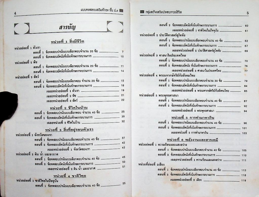 แบบทดสอบเสริมทักษะ วิชาสร้างเสริมประสบการณ์ชีวิต ชั้นประถมศึกษาปีที่ 4