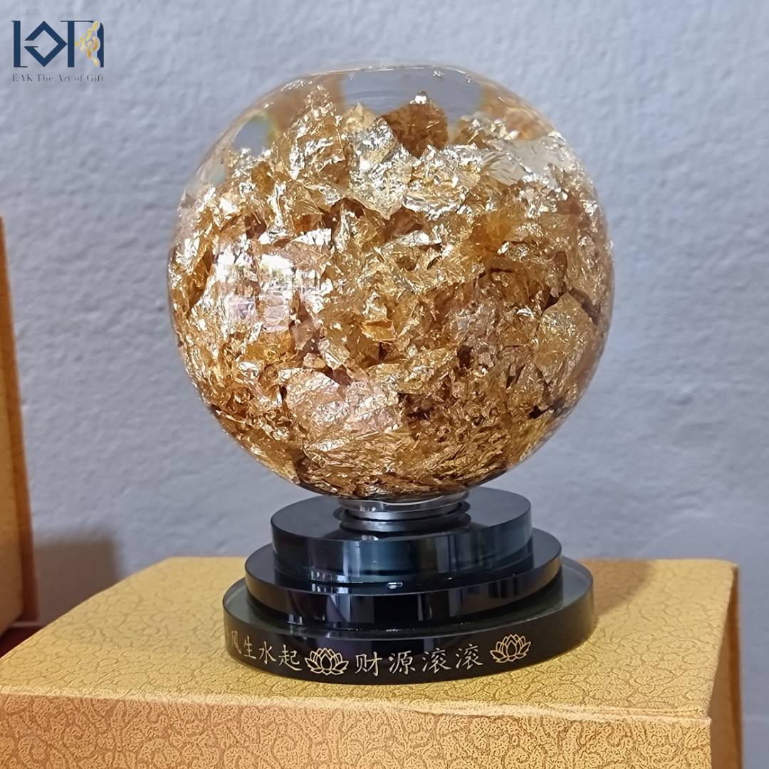 ลูกแก้วแผ่นทองฮวงจุ้ย ก้อนทอง กาน้ำชา แอบเปิ้ลบรรจุแผ่นทองคำเปลว ให้เป็นของขวัญมงคล มีกล่องแพคเกจสวยหรูใส่ให้ทุกแบบ
