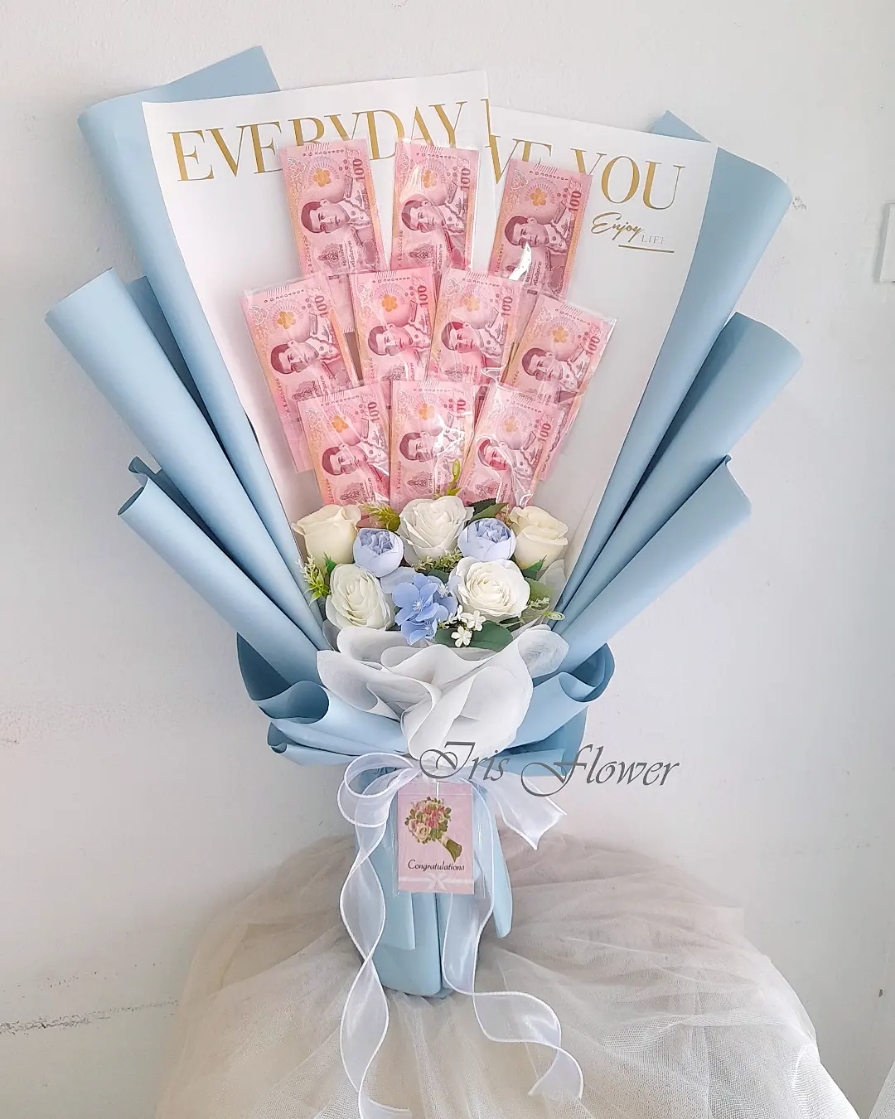 ช่อธนบัตร 10 ใบ 1000 /ค่าจัดทำ 890