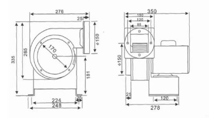 โบลเวอร์หอยโข่งทนความร้อนสูง CTA 1500 H ขนาด 2 แรงม้า 380โวลต์ ใช้ดูดอากาศที่มีอุณหภูมิสูง Hot Air Blower ดูดควัน