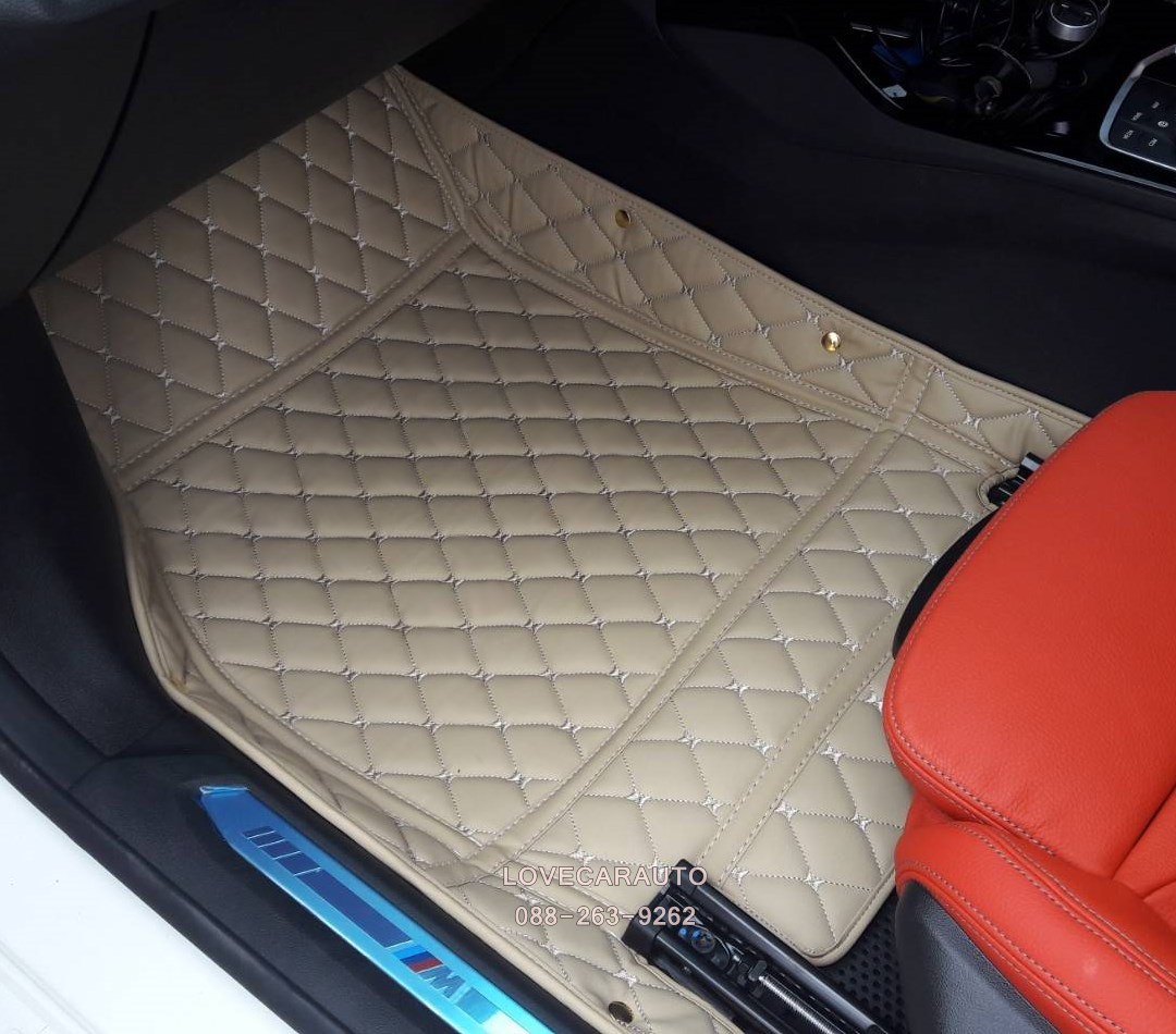 พรมปูพื้นรถยนต์ 6D bmw 220i สีครีม เข้ารูป + แผ่นท้าย