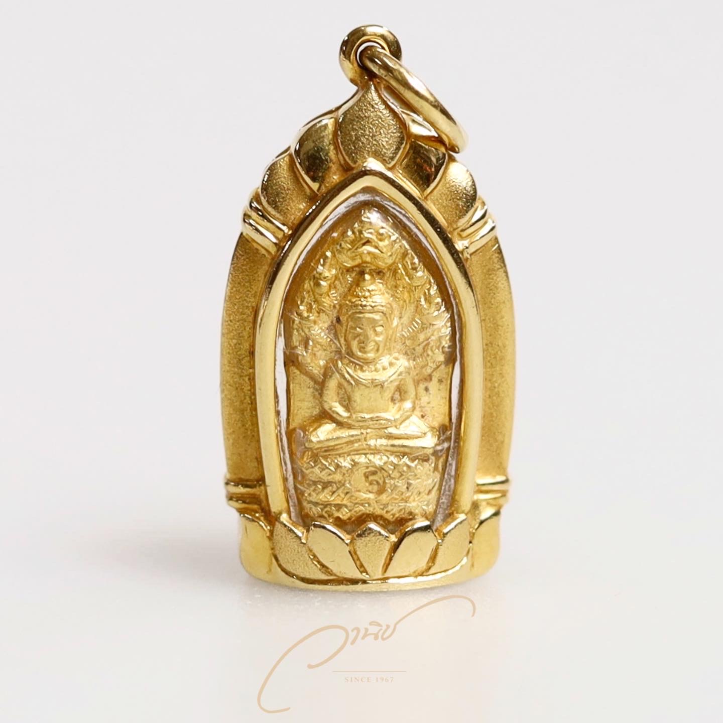 พระนาคปรกใบมะขามเนื้อทองคำ หลวงปู่คร่ำ วัดวังหว้า อ.แกลง เมืองระยอง รุ่นอุปถัมภ์ ๓๗