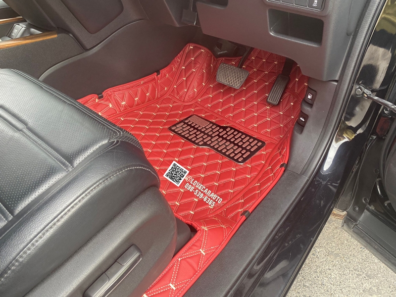 พรมปูพื้นรถยนต์ Honda CRV G5.7ที่นั่ง VVIPด้ายคู่สีแดงไวน์ด้ายทอง