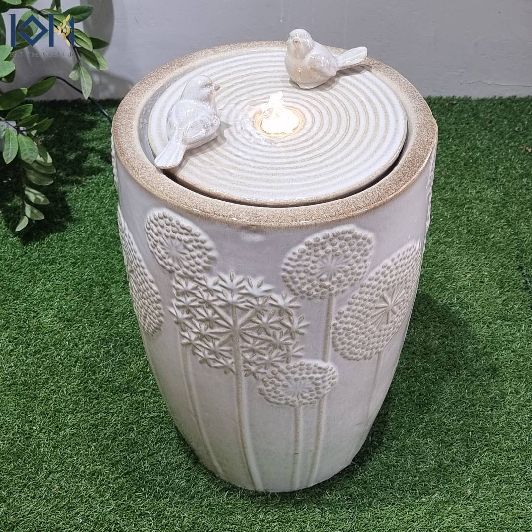 น้ำพุตั้งพื้น รุ่นเซรามิกนกคู่MZ16190BA น้ำพุล้นหน้าบ้าน น้ำพุแต่งสวนเสริมฮวงจุ้ย อ่างน้ำตกสำเร็จรูป