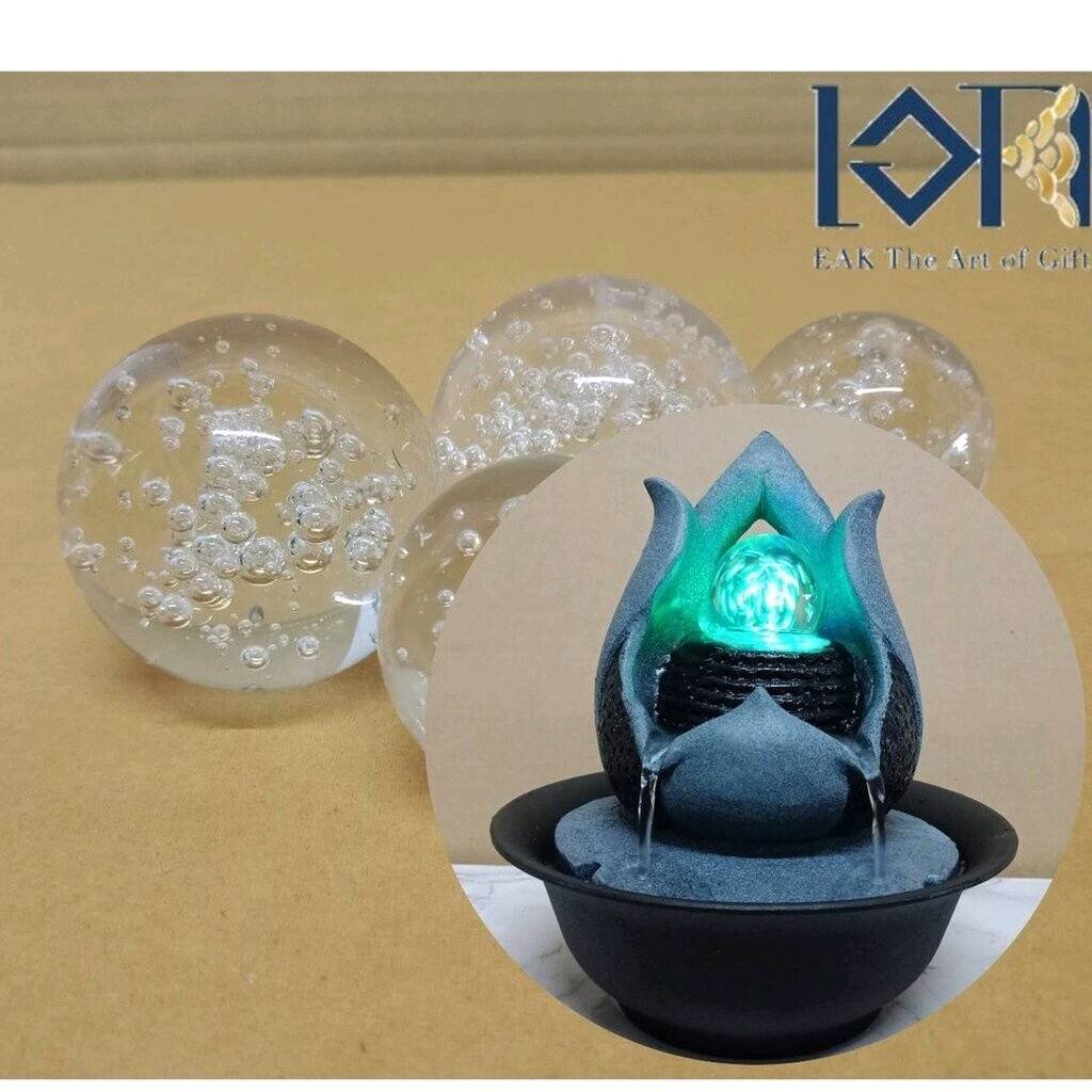 ลูกแก้วใสหลายขนาด สำหรับน้ำพุตั้งโต๊ะนำโชคเสริมดวง ลูกแก้วปรับฮวงจุ้ย มีแบบก้อนเงินและเหรียญด้วย