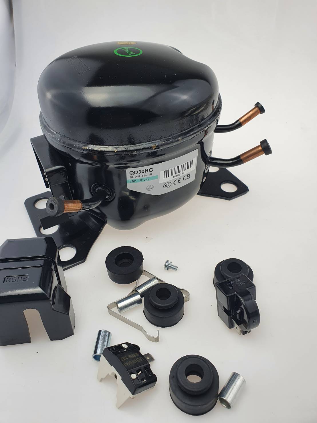 QD30HG คอมเพรสเชอร์ 1/12 แรงม้า R134a LBP สำหรับตู้แช่ ตู้เย็น Compressor ของใหม่ พร้อมอุปกรณ์ ดีเลย์ โอเวอร์โหลด