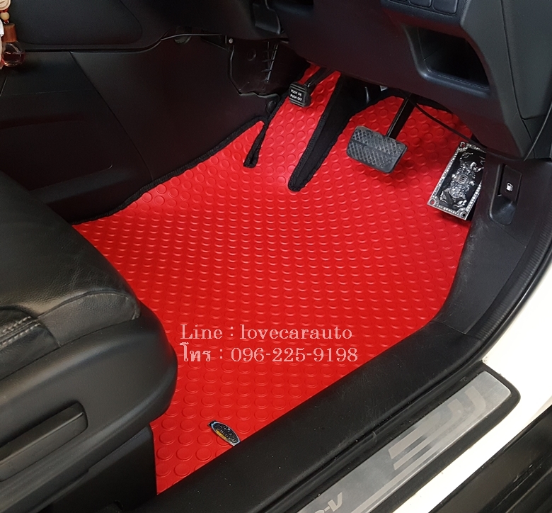พรมกระดุมปูพื้นรถยนต์ Honda CR-V G4 กระดุมสีแดง ขอบดำ