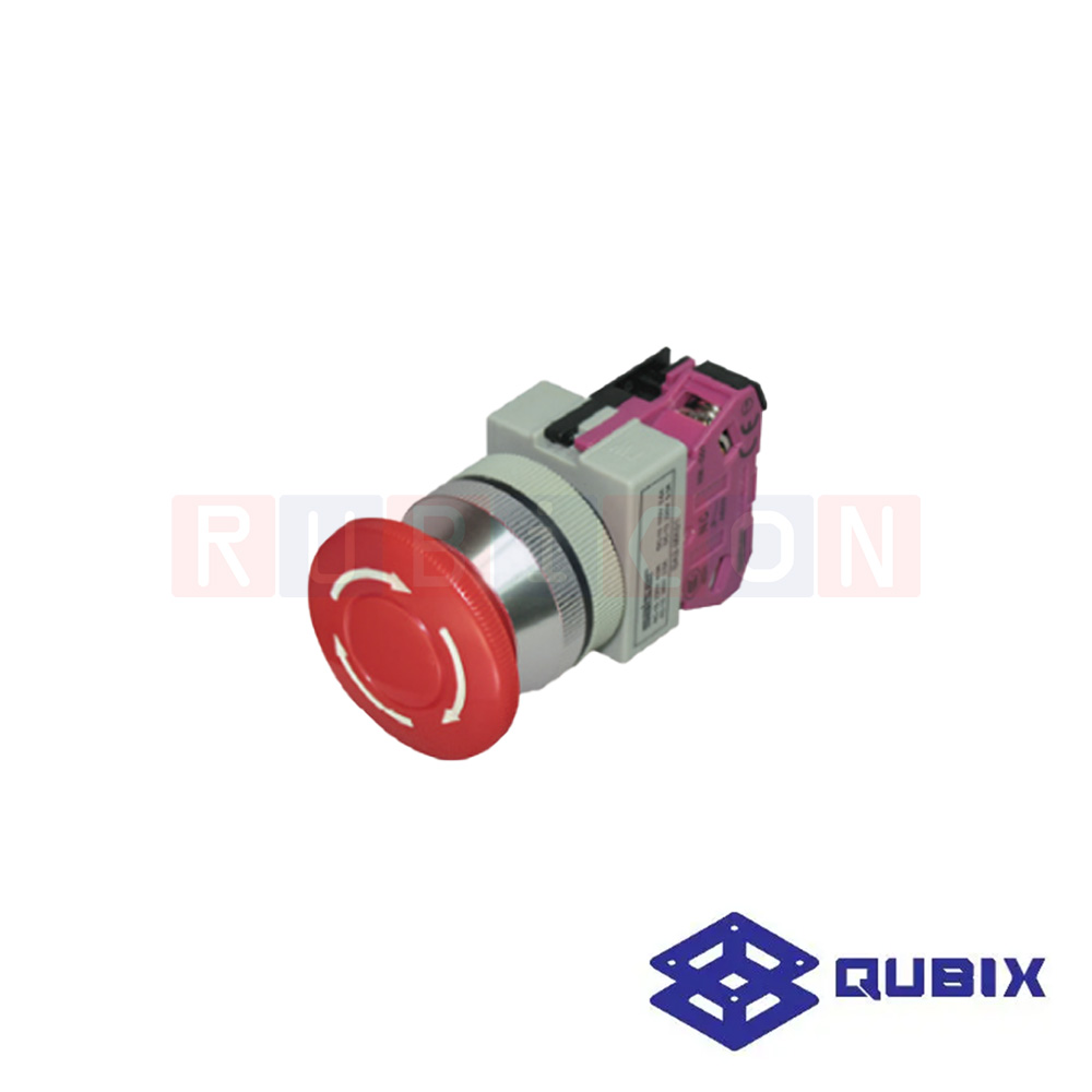 QUBIX SA3-MK10-R สวิตช์กด ดอกเห็ดล็อค หมุนเด้งกลับ สีแดง (RED) CONTACT 1NO (CONTROL SWITCHES : Ø30 MM.)