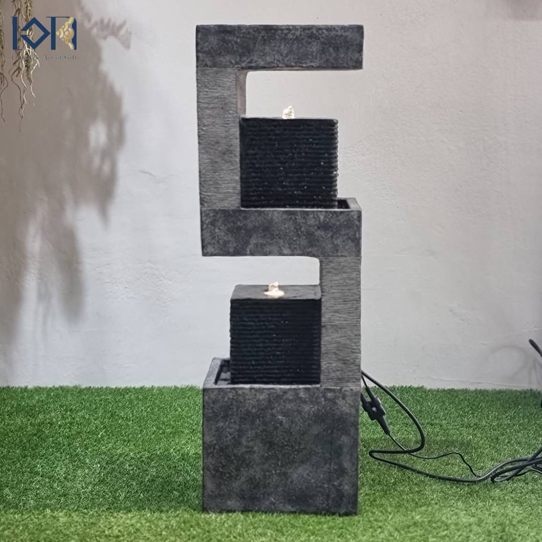 น้ำพุน้ำล้นหน้าบ้าน รุ่นMZ14467GA ออกแบบเป็นเลขห้ามงคล5พลังด้านบวก น้ำพุเสริมฮวงจุ้ยแต่งบ้าน น้ำพุล้นแต่งสวนสวยๆ