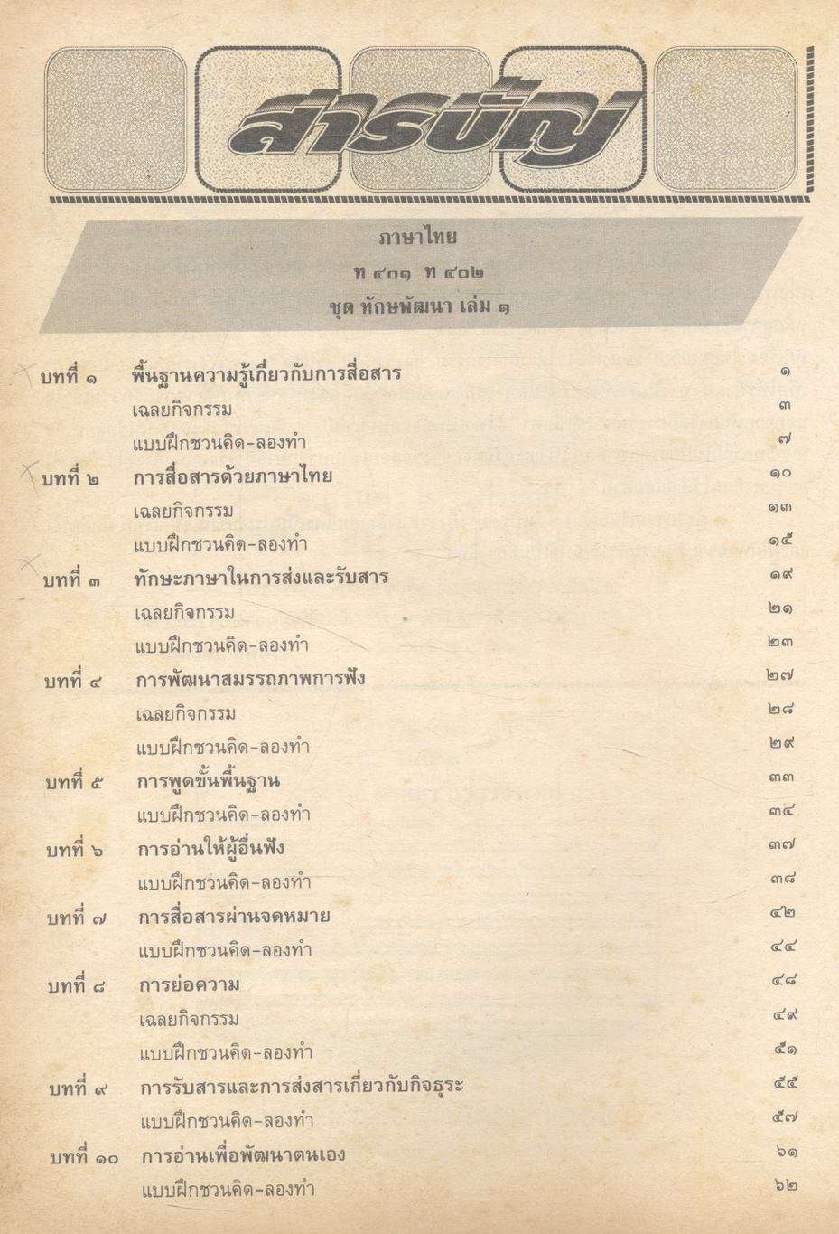 สาระสังเขปภาษาไทย ม.๔ {ท ๔๐๑ และ ท ๔๐๒} (ชุด ทักษพัฒนาและชุด วรรณวิจักษณ์) เล่ม ๑ **ไม่มีเฉลยในเล่ม