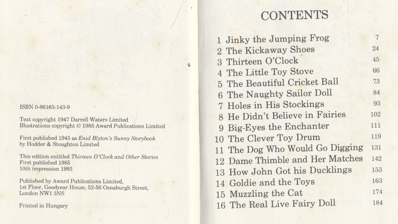 THIRTEEN O'CLOCK and other stories