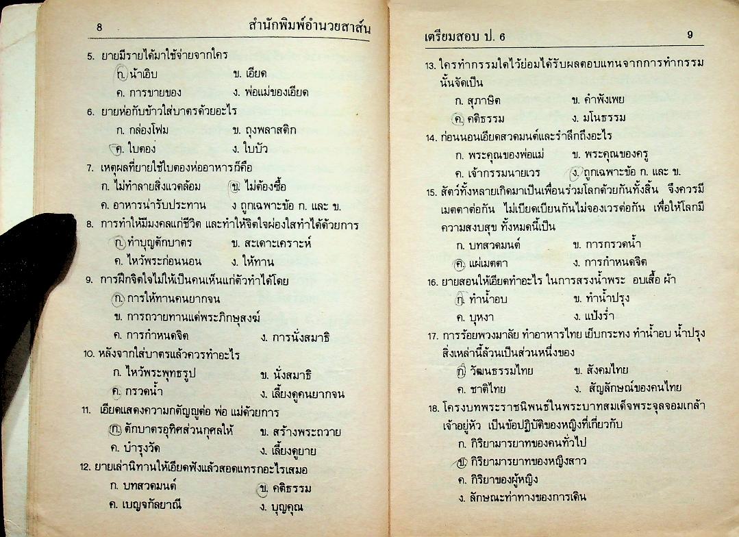 เตรียมสอบไล่ ชั้นประถมปีที่ 6 ภาคปลาย และ สอบเข้า ม.1