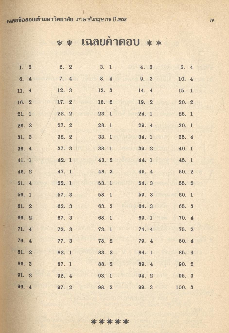 เฉลยข้อสอบ ENTRANCE สายวิทย์ ปี 2533 - 2538 อังกฤษ กข