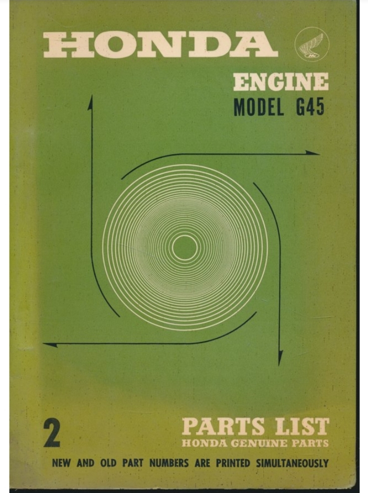 HONDA ENGINE MODEL G45 PARTS LIST