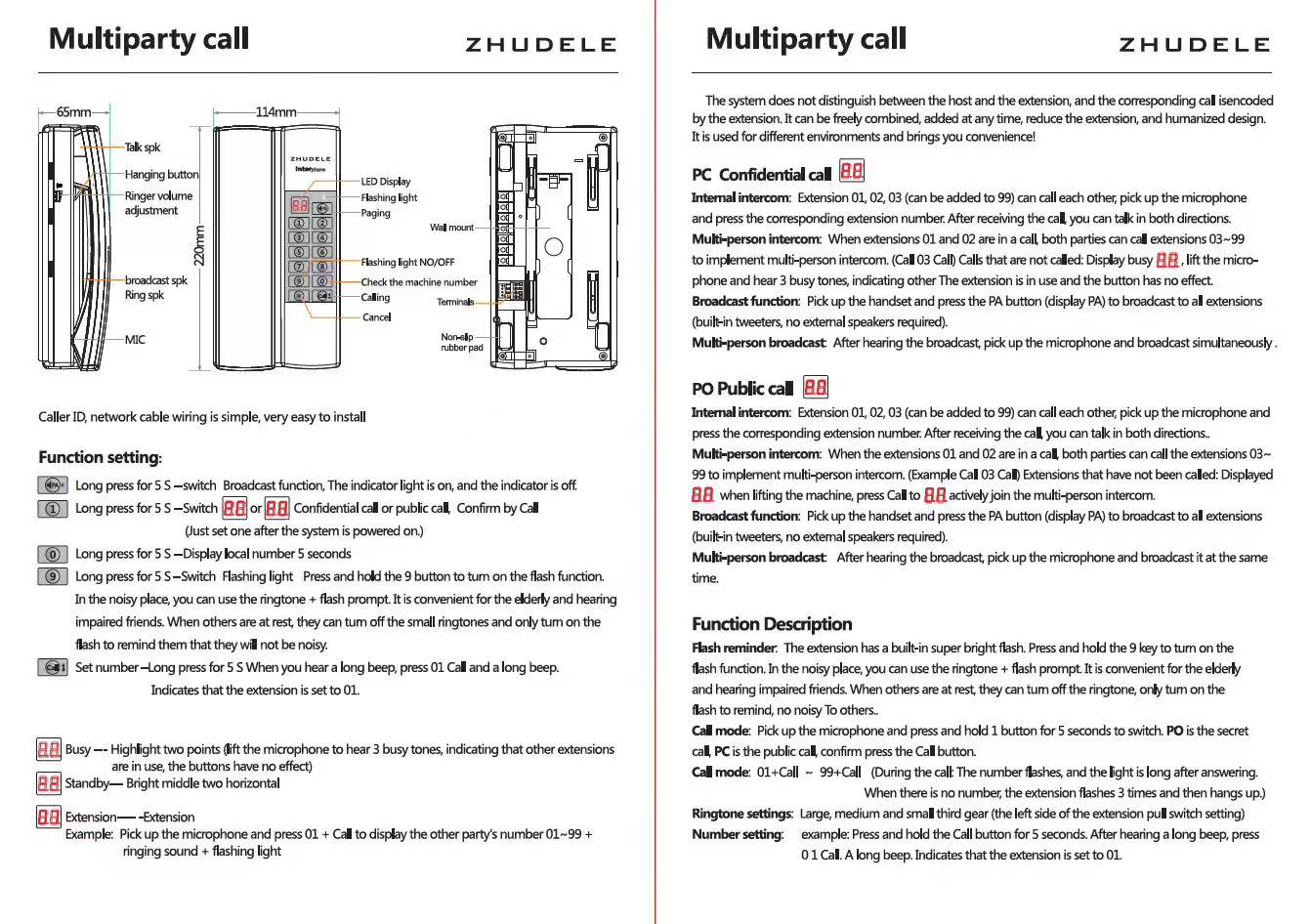 Interphone รุ่น ZDL-99AC Telephone Intercom 99 Ways