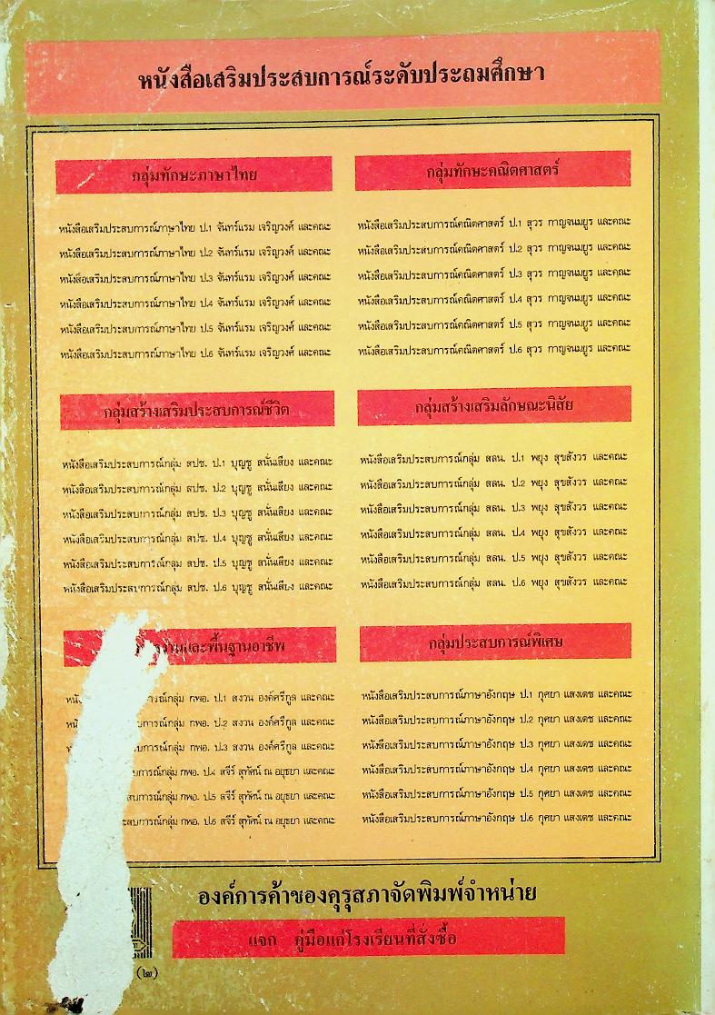 หนังสือเสริมประสบการณ์ กลุ่มสร้างเสริมลักษณะนิสัย ชั้นประถมศึกษาปีที่ ๔