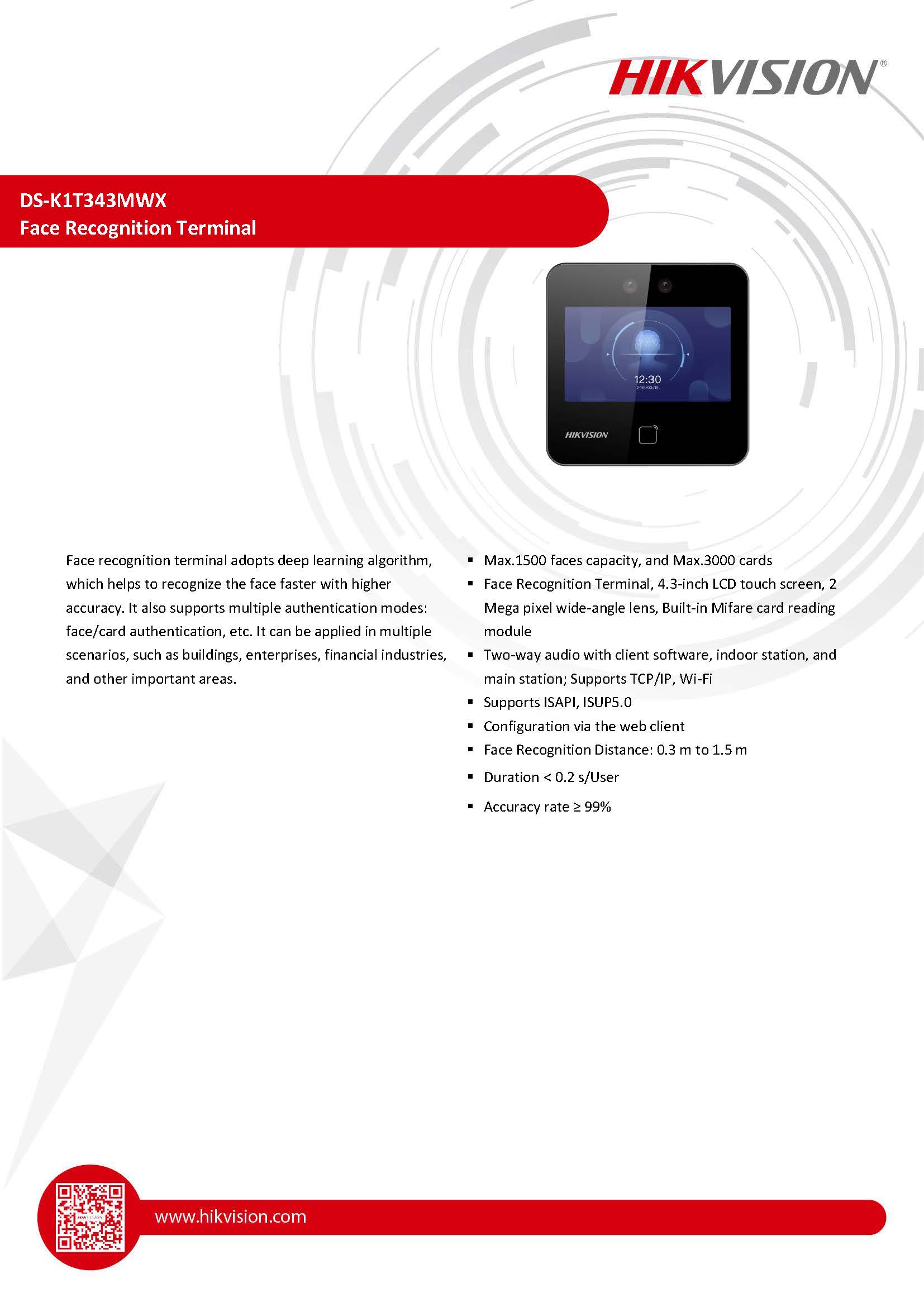 DS-K1T343MWX,Hikvision DS-K1T343MWX