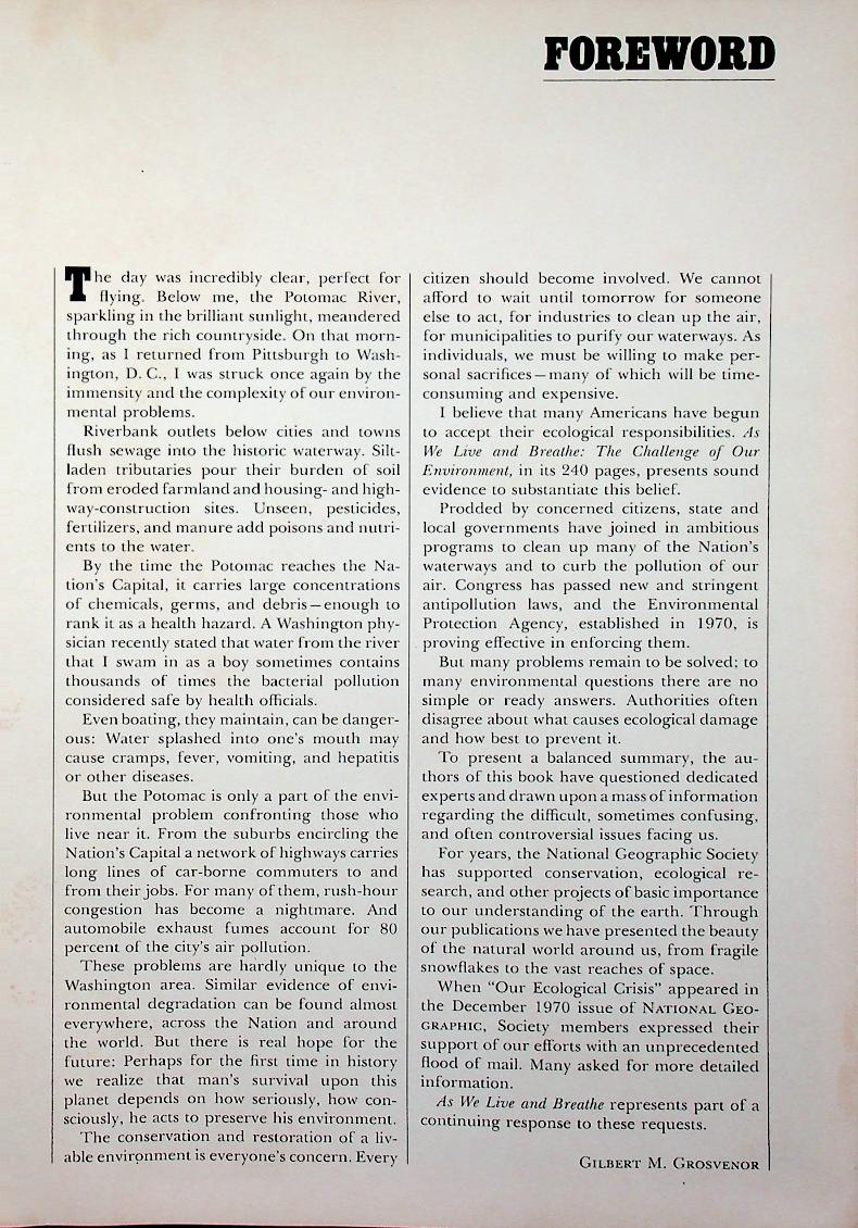 AS WE LIVE AND BREATHE : The Challenge of Our Environment