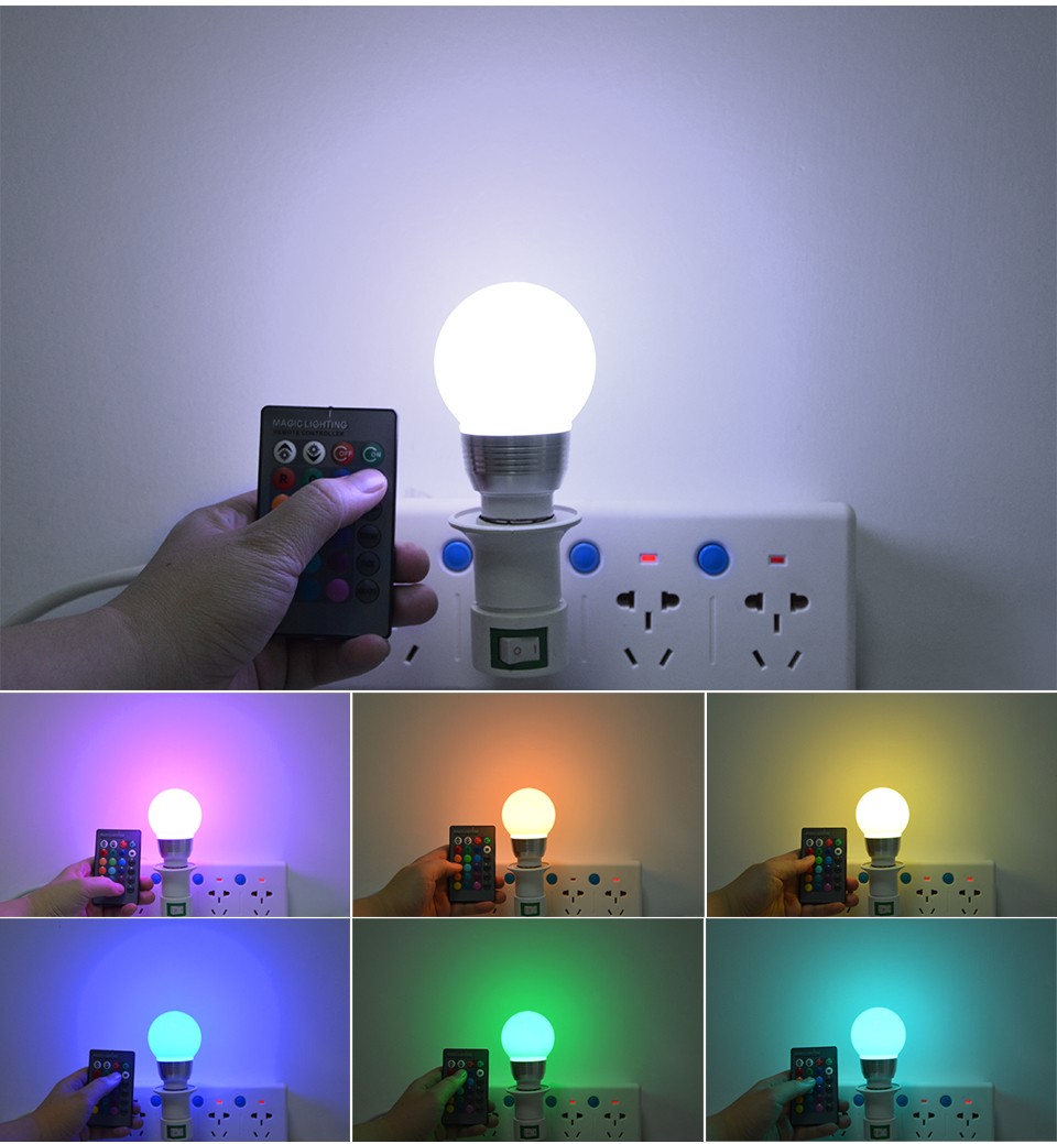 หลอดไฟ LED เปลี่ยนสีได้ 16 สี พร้อมรีโมท led 16 color in 1 RGB