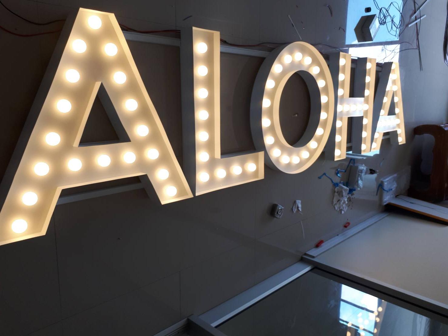 งานป้ายไฟวินเทจ ป้ายไฟตัวอักษรปิงปอง งานALOHA