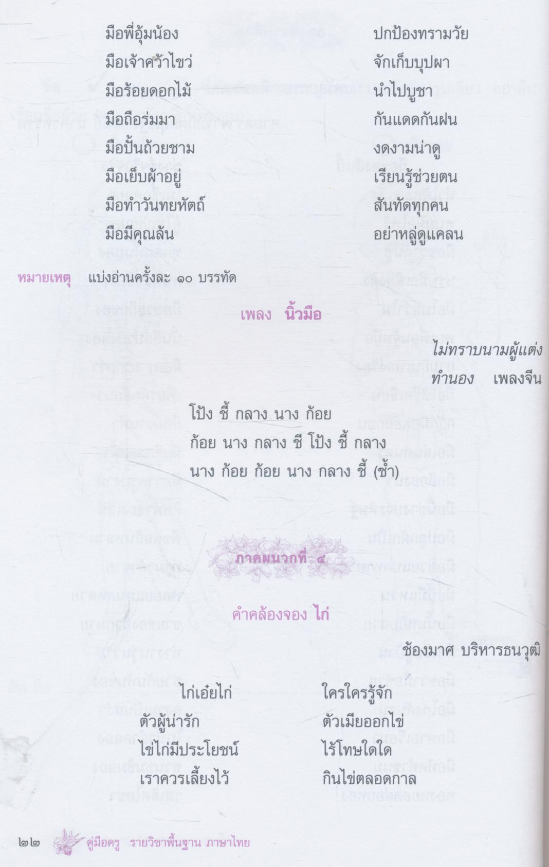 หนังสือคู่มือครู รายวิชาพื้นฐาน ภาษาไทย ชั้นประถมศึกษาปีที่ ๑ เล่ม ๑