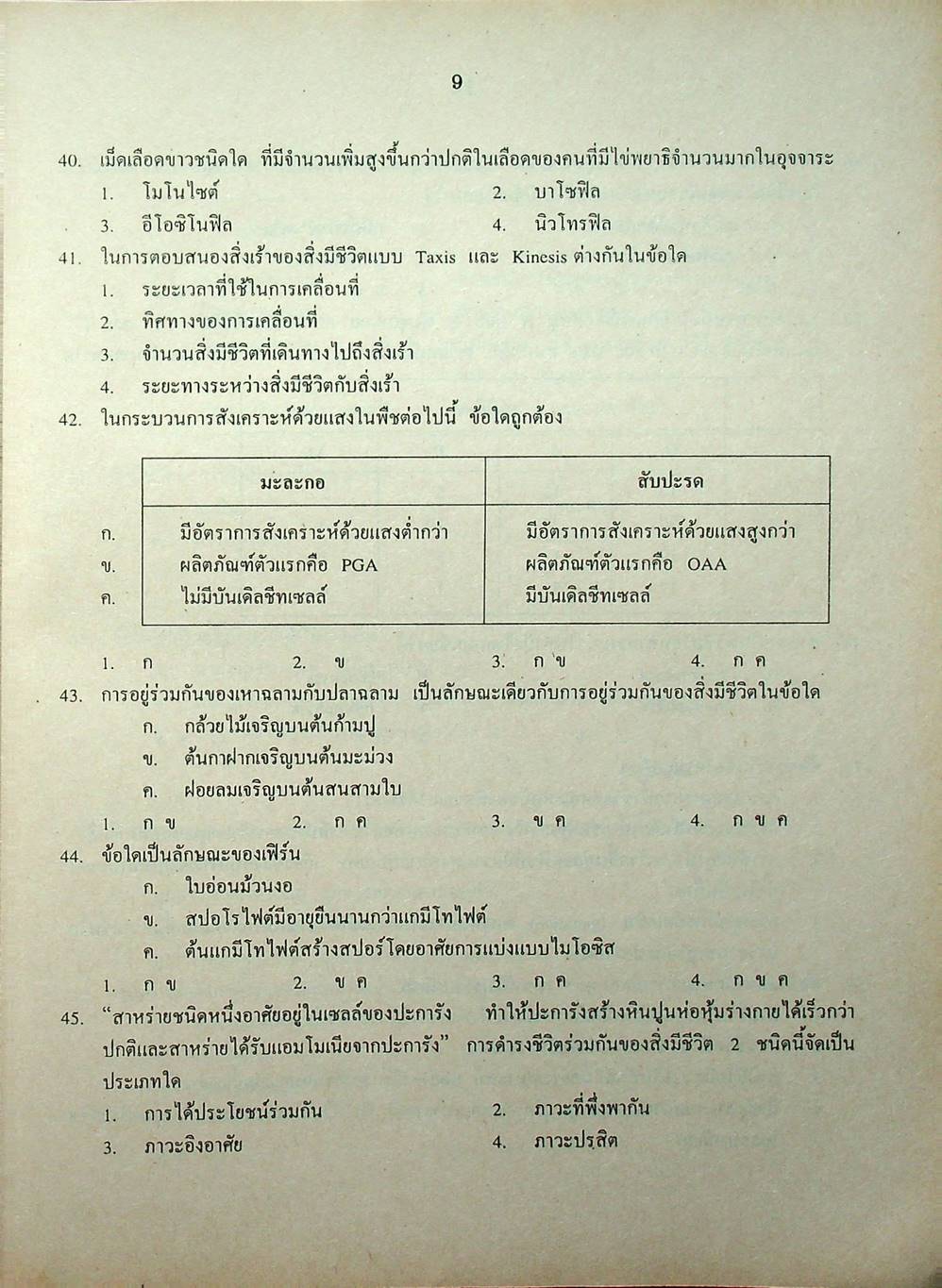 เฉลยข้อสอบเข้ามหาวิทยาลัย รวม 10 พ.ศ. เตรียม Ent'45 ชีววิทยา