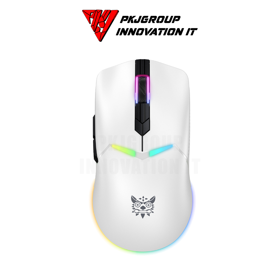 เมาส์เล่นเกมไร้สาย Onikuma Kitsu สีขาว Tri-Mode DPI 7 ระดับ RGB สามารถปรับได้