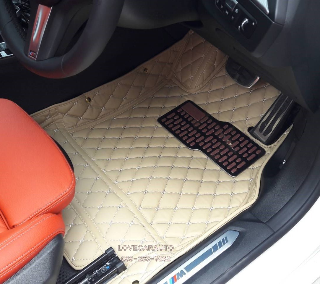 พรมปูพื้นรถยนต์ 6D bmw 220i สีครีม+แผ่นท้าย