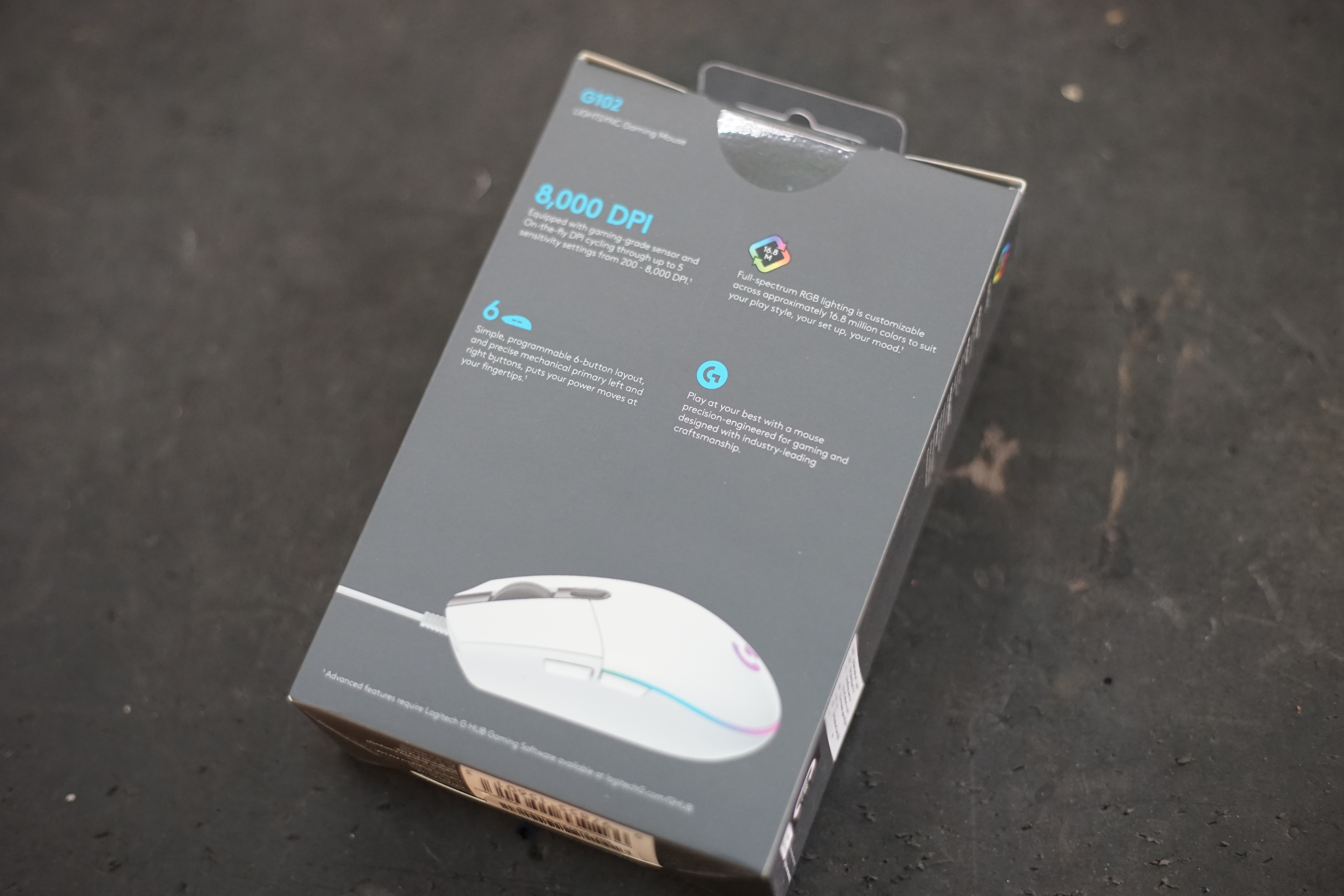 เมาส์เล่นเกม Logitech G102 LIGHTSYNC White DPI 8000 ประกัน 2 ปีเต็ม