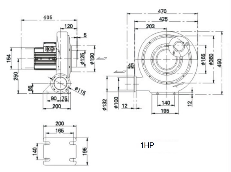 Industrial Centrifugal Fan (Heat) พัดลมโบลเวอร์สำหรับดูดอากาศร้อน 200 องศา 1HP 220V ใช้ในงานอบร้อนหรือเป่าแห้ง โบเวอร์หอยโข่ง ทนความร้อนสูง โบเวอร์เตาอบ
