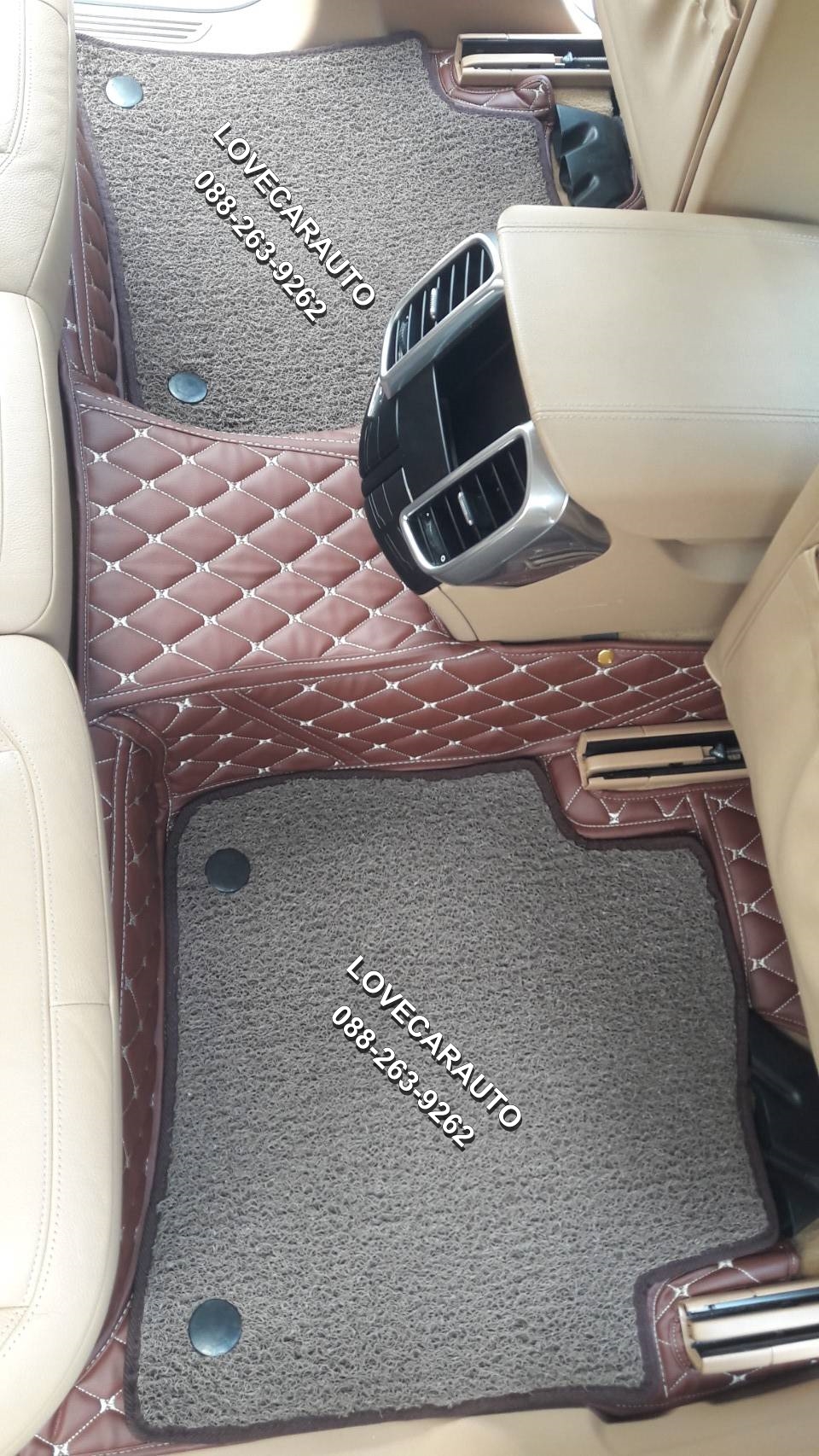 พรมรถยนต์ 7d Porsche Cayenne สีกาแฟ+ไวนิลสีน้ำตาล