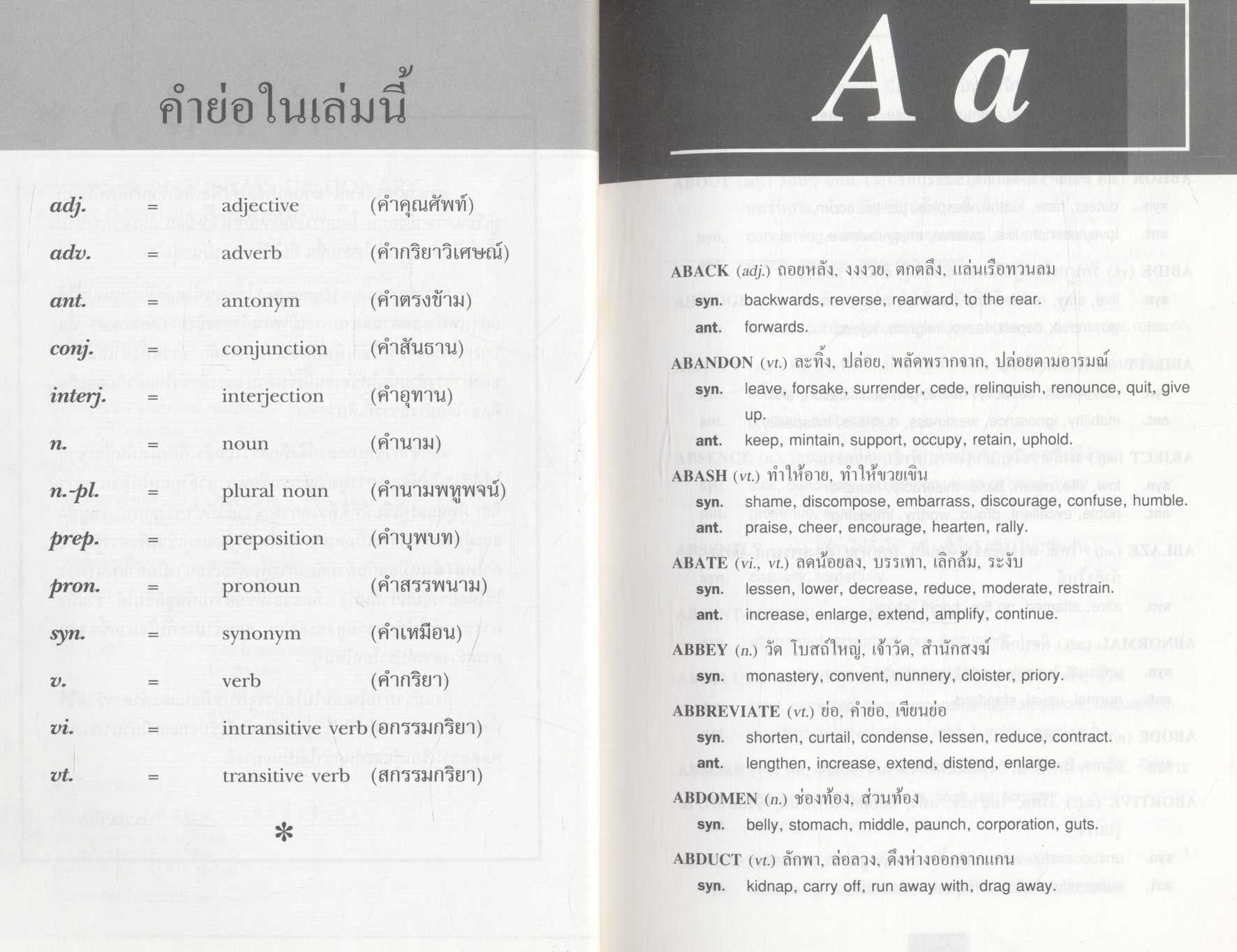 SYNONYMS & ANTONYMS DICTIONARY พจนานุกรม คำเหมือน & คำตรงข้าม