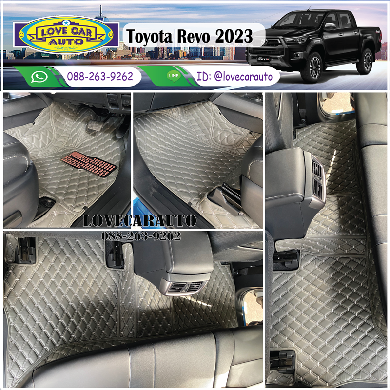 พรมปูพื้นรถยนต์ Toyota Revo 4 Door VVIP ด้ายคู่ สีเทาด้ายเทา