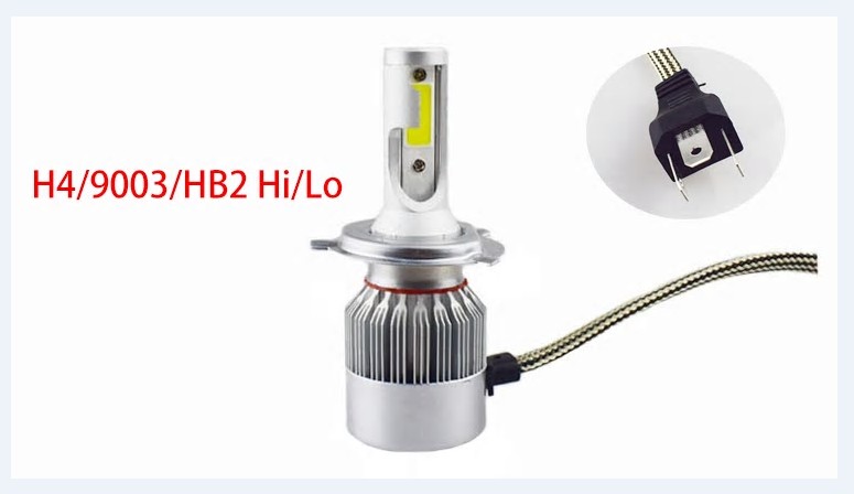 C6 หลอดไฟหน้า Super LED ขั้ว H4 Hi-Lo Beam Auto Headlamp