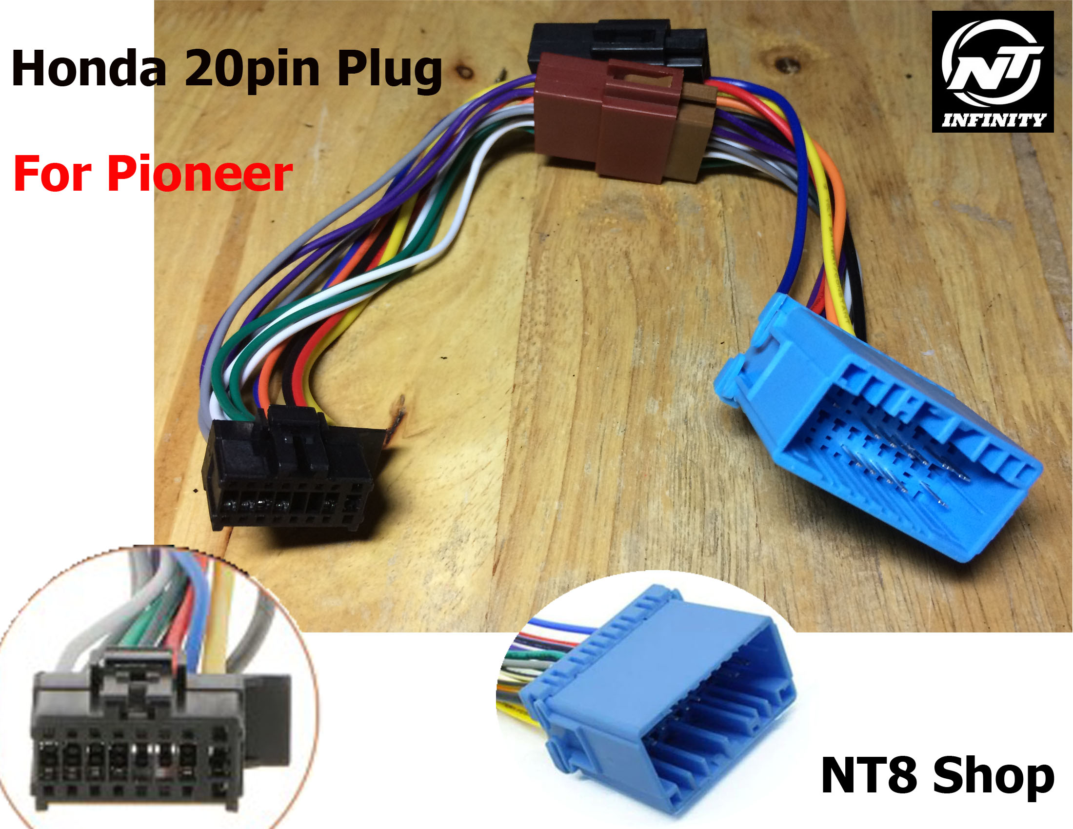 ปลั๊กตรงรุ่น Honda 20 pin สำหรับ 2din Pioneer ไม่ตัดต่อสายไฟ
