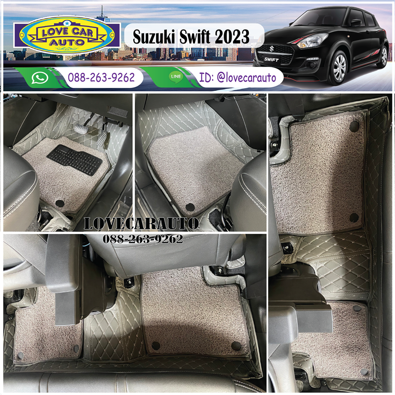 พรมปูพื้นรถยนต์ Suzuki Swift 2022 สีเทาด้ายเทา +ไวนิลเทา