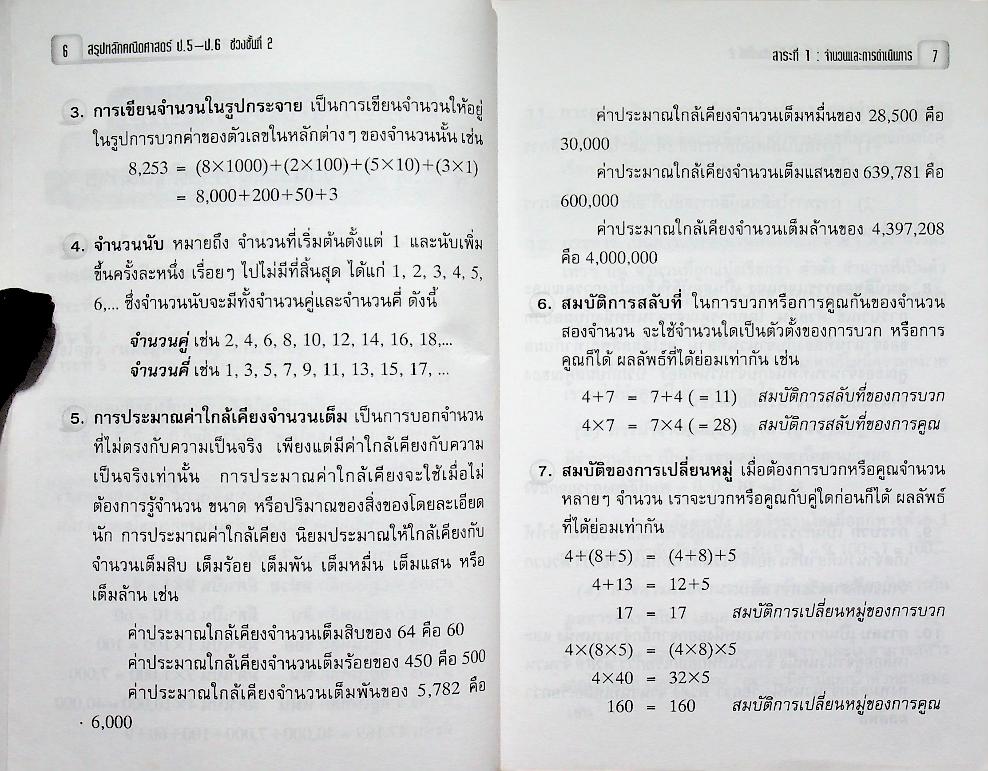 สรุปหลักคณิตศาสตร์ ป.5-ป.6 ช่วงชั้นที่ 2 กลุ่มสาระการเรียนรู้คณิตศาสตร์