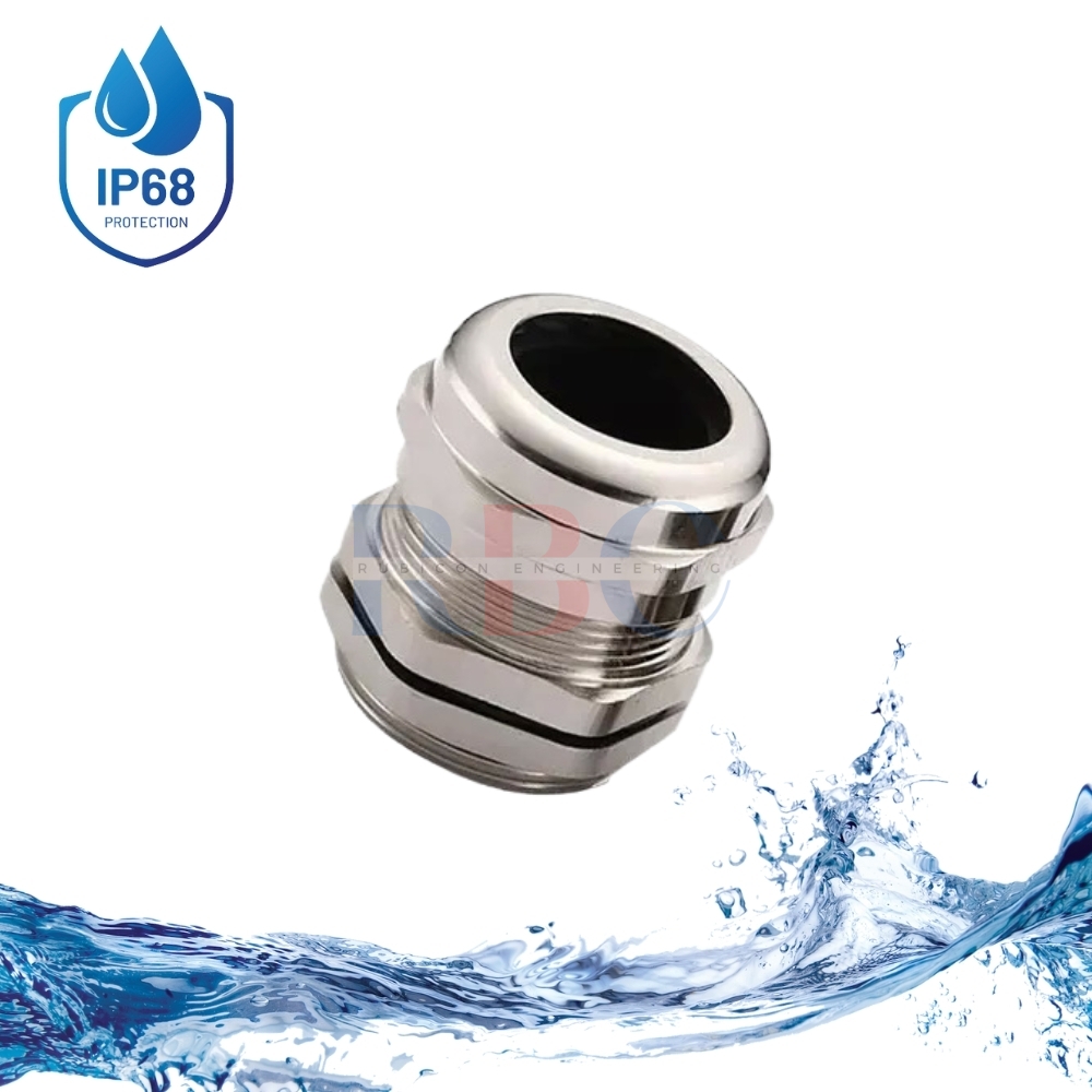 CGN-M32 เคเบิ้ลแกลน ทองเหลืองชุบนิกเกิล ( Nickle Plate Brass Cable Gland Selection Chart " M " Thread )