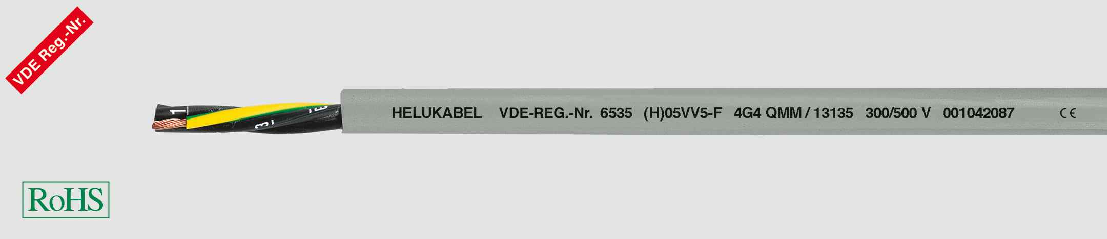(H)05VV5-F ((N)YSLYÖ-JZ) flexible, number coded, oil resistant, meter marking