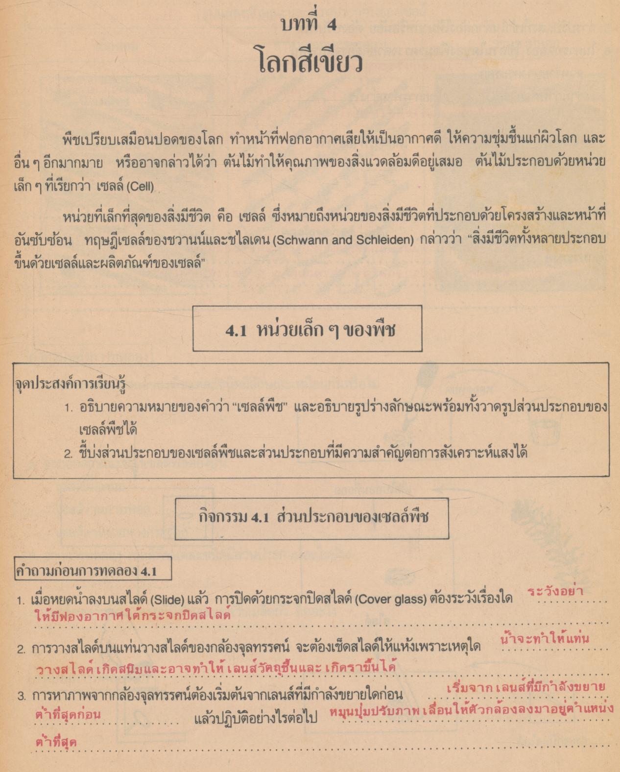 คู่มือครู แบบฝึกหัดเสริมทักษะเชิงพฤติกรรม วิชาวิทยาศาสตร์ ว ๑๐๒ ชั้นมัธยมศึกษาปีที่ ๑