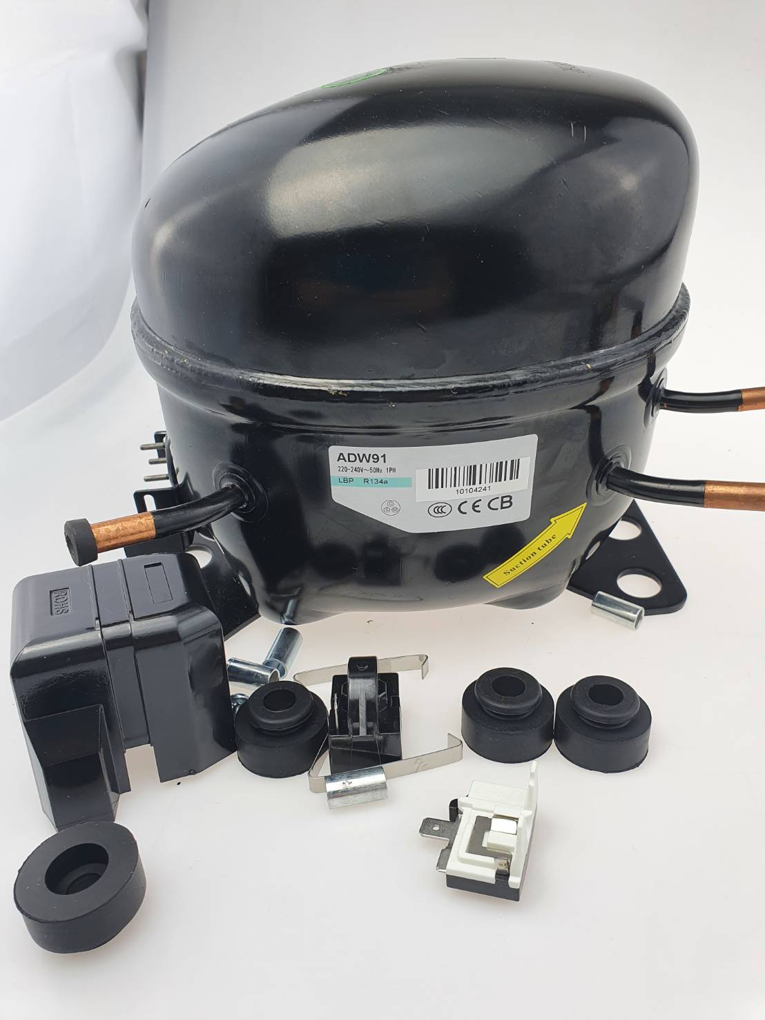 ADW91 คอมเพรสเชอร์ 1/3 แรงม้า R134a LBP สำหรับตู้แช่ ตู้เย็น Compressor ของใหม่ พร้อมอุปกรณ์ ดีเลย์ โอเวอร์โหลด