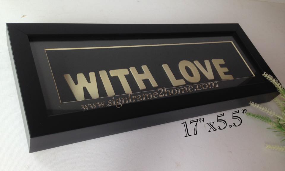 กรอบทรงลึกดำเรียบใส่ตัวอักษรเรซิ่น 17x5.5"