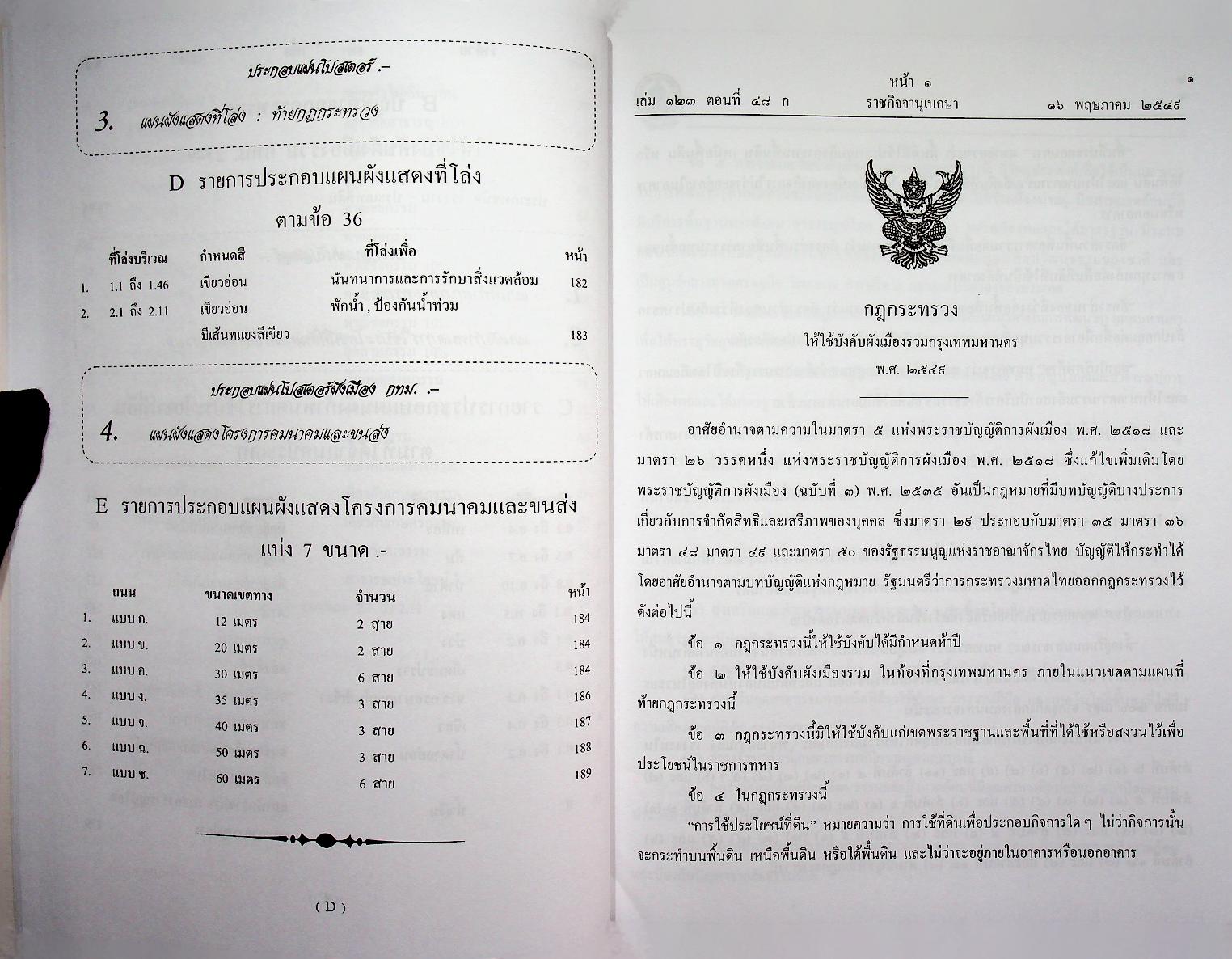 ผังเมืองรวม กรุงเทพมหานคร พ.ศ. ๒๕๔๙ พร้อม ๔ โปสเตอร์แผนที่ผังเมือง