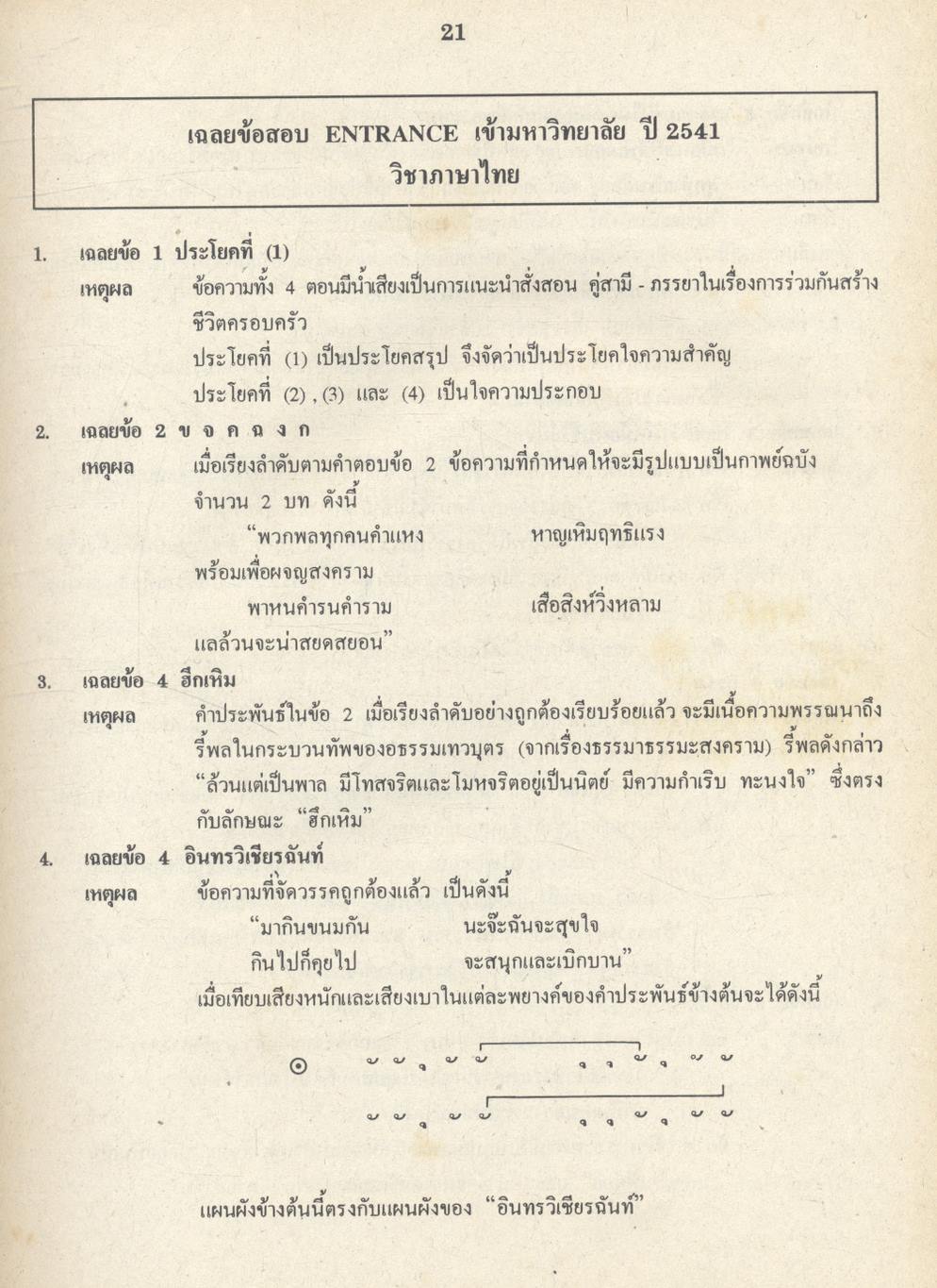 เฉลยข้อสอบเข้ามหาวิทยาลัย Ent' ระบบใหม่ ภาษาไทย รวม 5 พ.ศ.