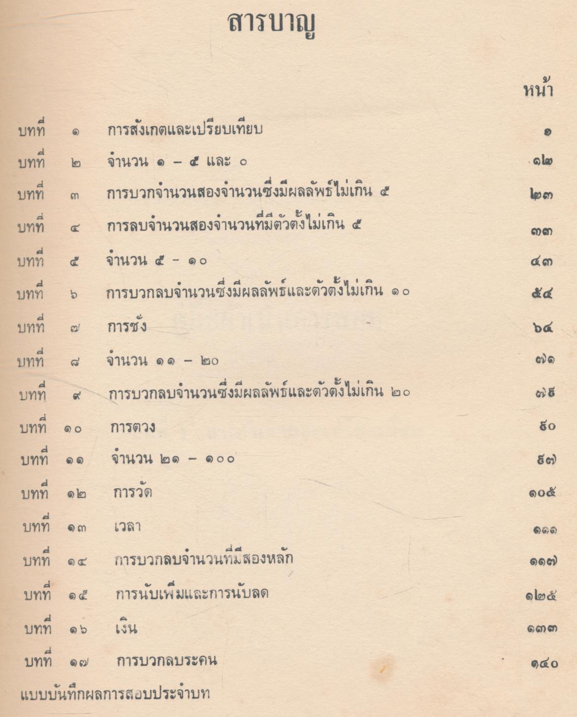 ตัวอย่าง คู่มือดำเนินการสอบ และแบบทดสอบประจำบท ชั้นประถมศึกษาปีที่ ๑ วิชาคณิตศาสตร์