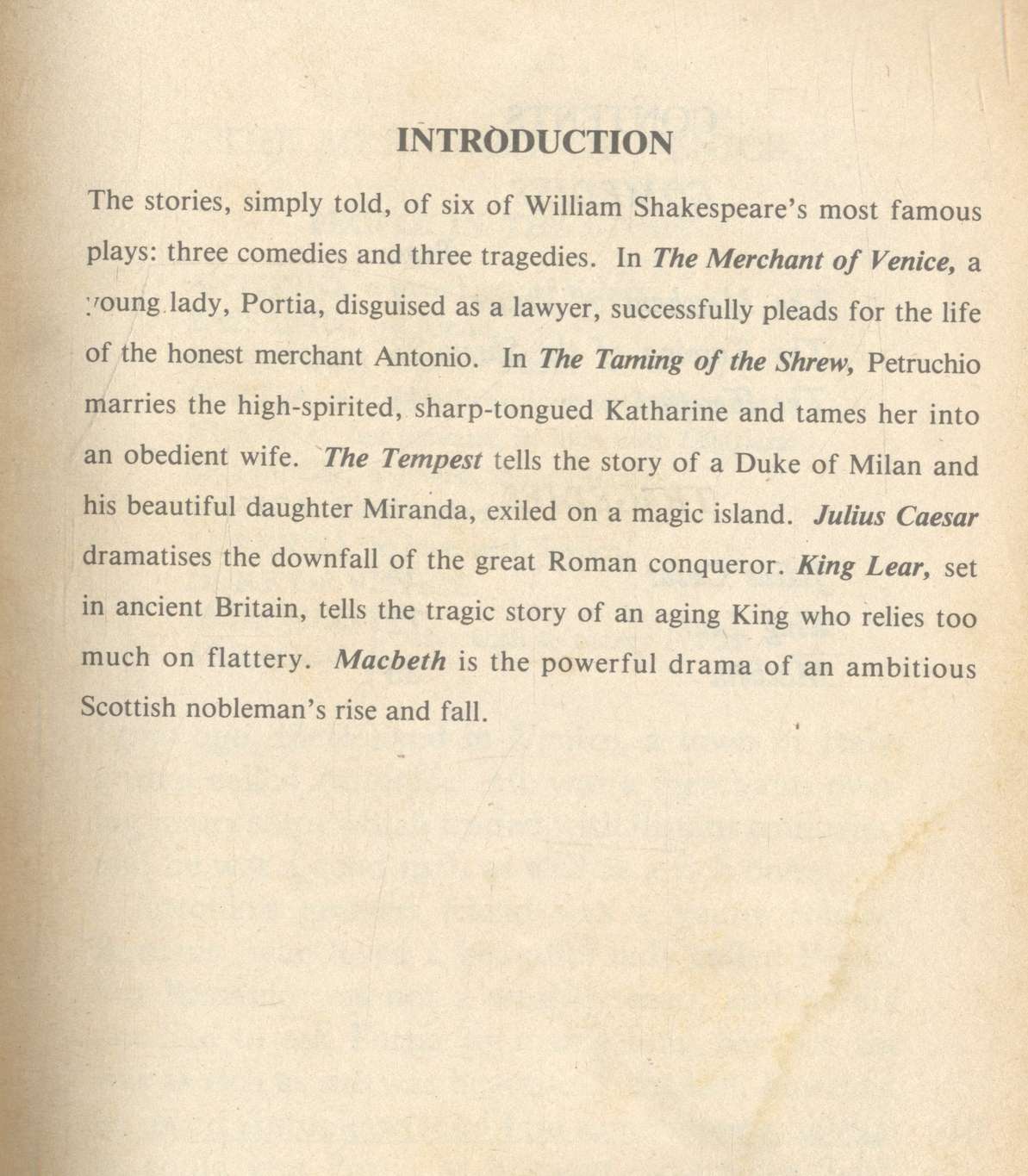 SIX TALES FROM SHAKESPEARE